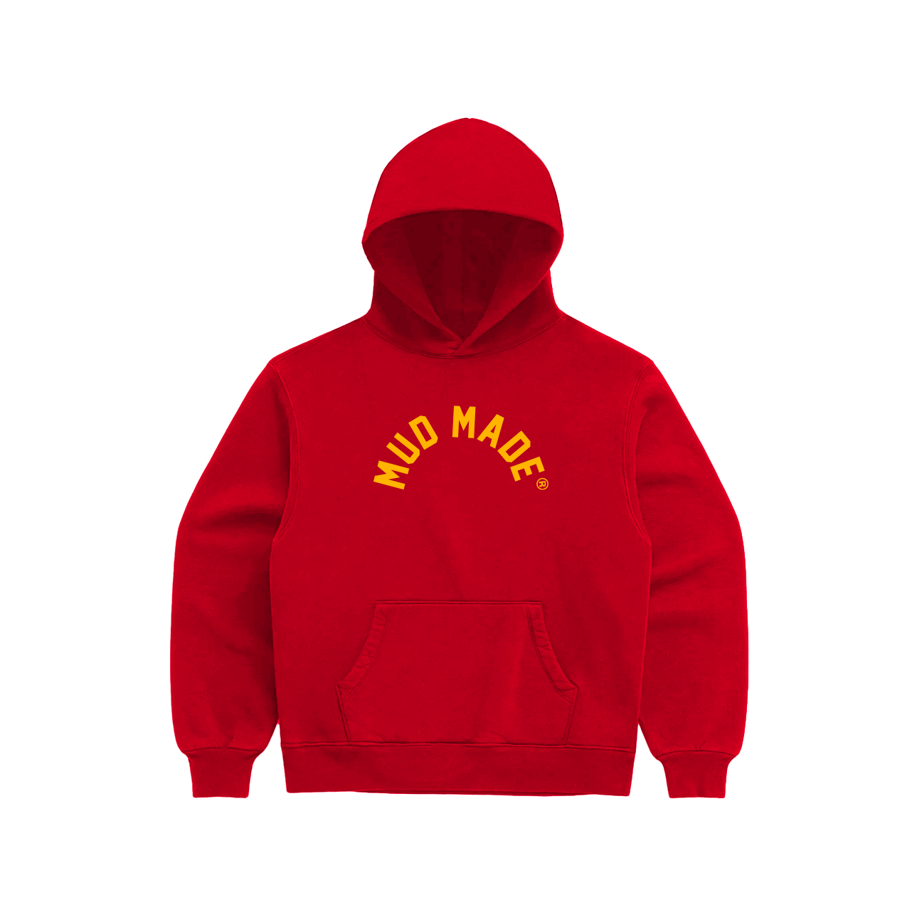 Mud Made Hoodie Red Gold Large Embroidered