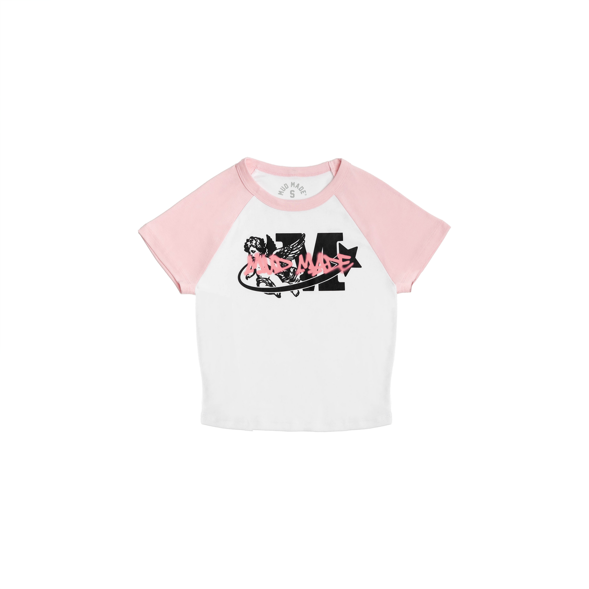 Women's Mud Made Holy Mud Raglan Cropped Tee (White/Pink) – MUD MADE